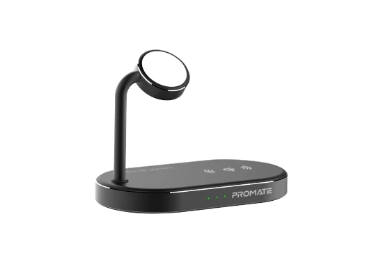 Promate WavePower Wireless Charging Station, 3-in-1 Charging Dock with MFi Certified Apple Watch Magnetic Charger